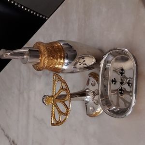 Soap dish, toothbrush holder, hand soap pump